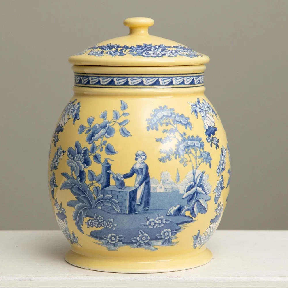 SPODE Blue Room Garden Yellow Canister CottageCore French Country Shabby Chic